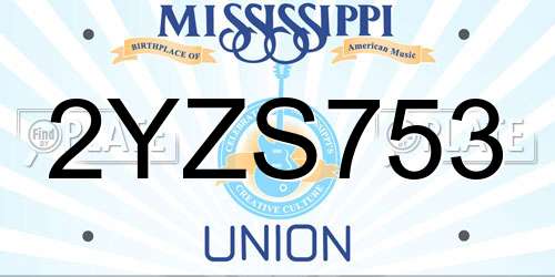 2YZS753 Mississippi License Plate