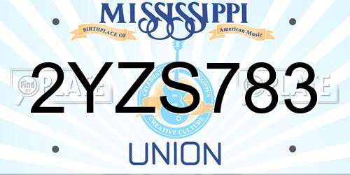 2YZS783 Mississippi License Plate