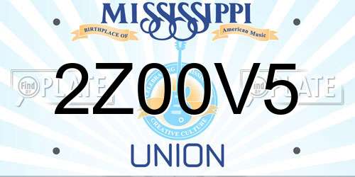 2Z00V5 Mississippi License Plate