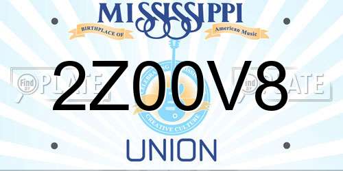 2Z00V8 Mississippi License Plate