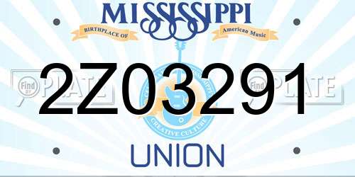 2Z03291 Mississippi License Plate
