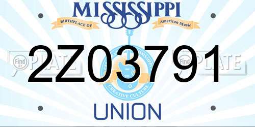 2Z03791 Mississippi License Plate