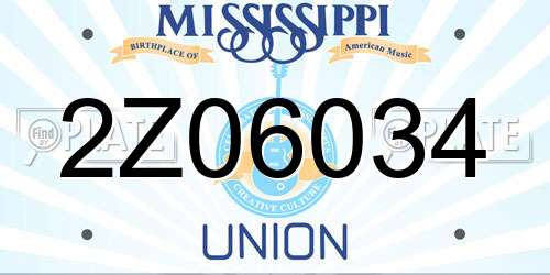 2Z06034 Mississippi License Plate