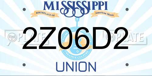 2Z06D2 Mississippi License Plate