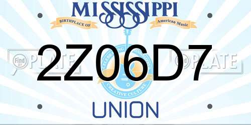 2Z06D7 Mississippi License Plate