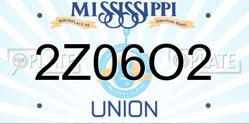 2Z06O2 Mississippi License Plate