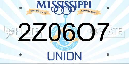 2Z06O7 Mississippi License Plate