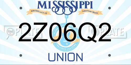 2Z06Q2 Mississippi License Plate