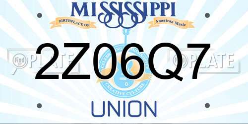 2Z06Q7 Mississippi License Plate