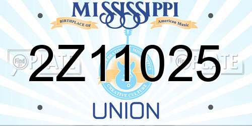 2Z11025 Mississippi License Plate