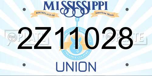 2Z11028 Mississippi License Plate