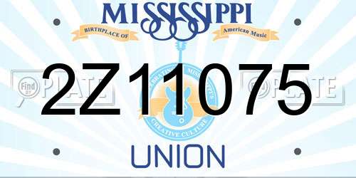2Z11075 Mississippi License Plate