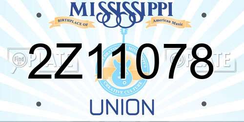 2Z11078 Mississippi License Plate
