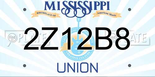 2Z12B8 Mississippi License Plate