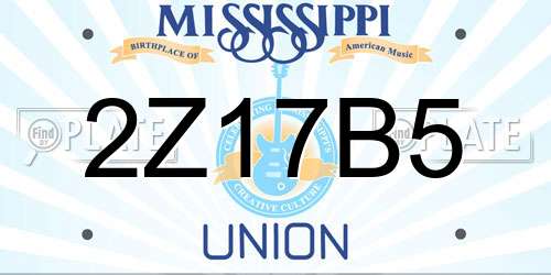 2Z17B5 Mississippi License Plate