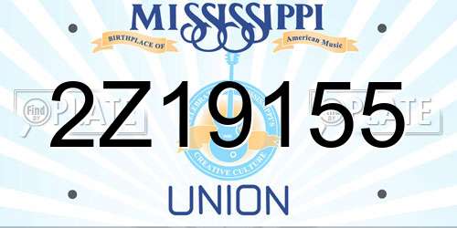 2Z19155 Mississippi License Plate