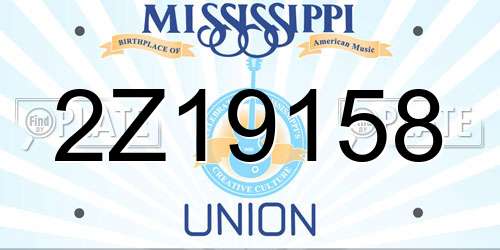 2Z19158 Mississippi License Plate