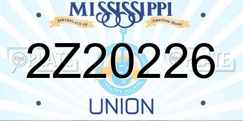 2Z20226 Mississippi License Plate