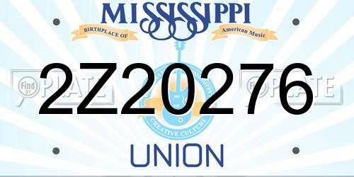 2Z20276 Mississippi License Plate