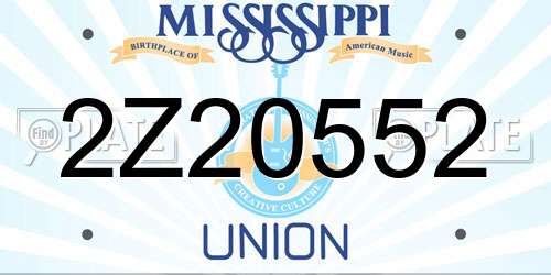 2Z20552 Mississippi License Plate