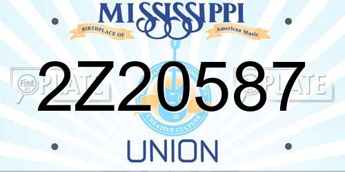 2Z20587 Mississippi License Plate