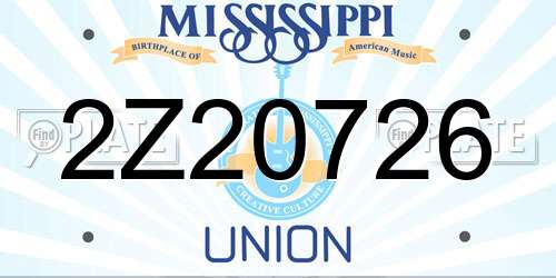 2Z20726 Mississippi License Plate