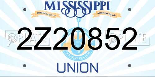 2Z20852 Mississippi License Plate