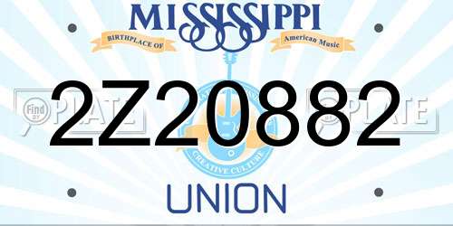 2Z20882 Mississippi License Plate