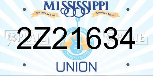 2Z21634 Mississippi License Plate