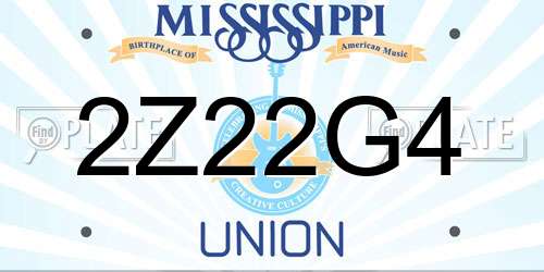 2Z22G4 Mississippi License Plate
