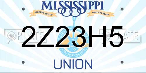2Z23H5 Mississippi License Plate