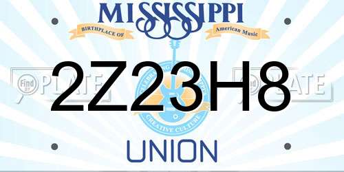 2Z23H8 Mississippi License Plate