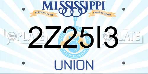 2Z25I3 Mississippi License Plate
