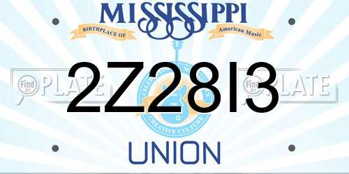 2Z28I3 Mississippi License Plate