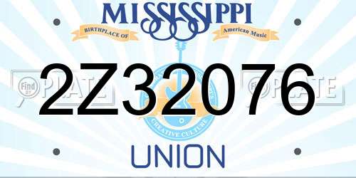2Z32076 Mississippi License Plate