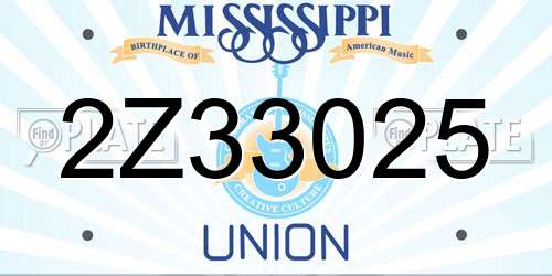2Z33025 Mississippi License Plate