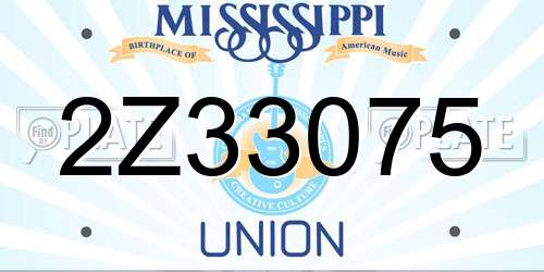 2Z33075 Mississippi License Plate