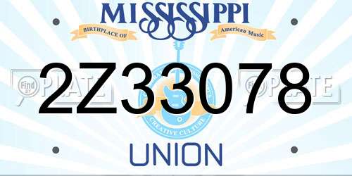 2Z33078 Mississippi License Plate