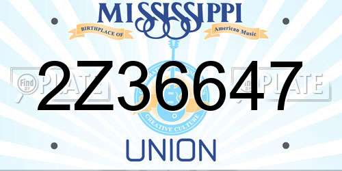 2Z36647 Mississippi License Plate