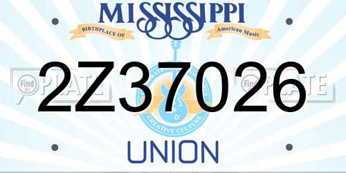 2Z37026 Mississippi License Plate