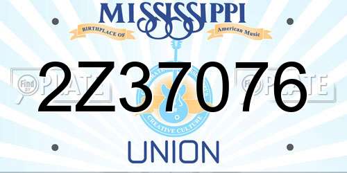 2Z37076 Mississippi License Plate
