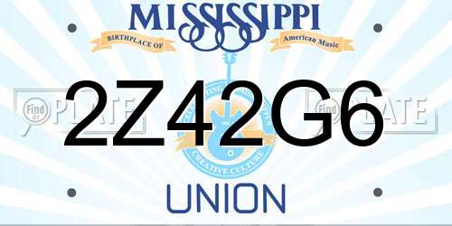 2Z42G6 Mississippi License Plate