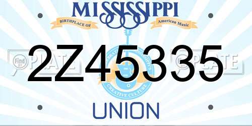 2Z45335 Mississippi License Plate