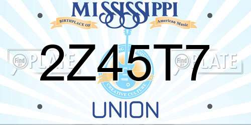 2Z45T7 Mississippi License Plate
