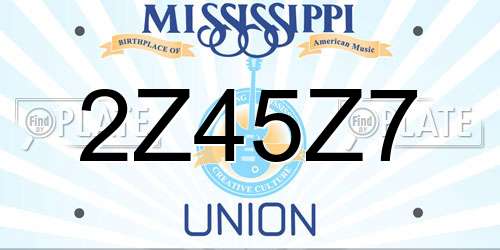2Z45Z7 Mississippi License Plate