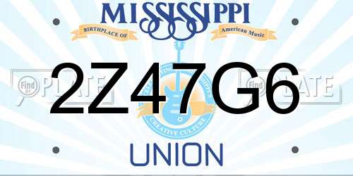 2Z47G6 Mississippi License Plate