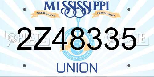2Z48335 Mississippi License Plate