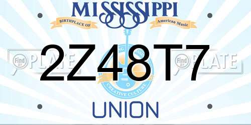2Z48T7 Mississippi License Plate