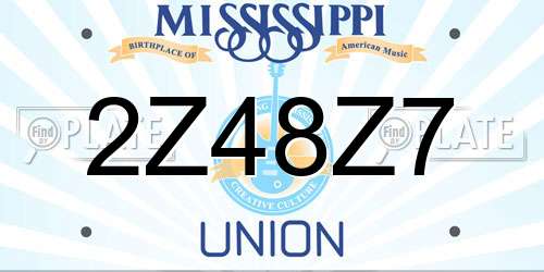 2Z48Z7 Mississippi License Plate
