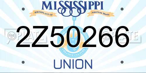 2Z50266 Mississippi License Plate